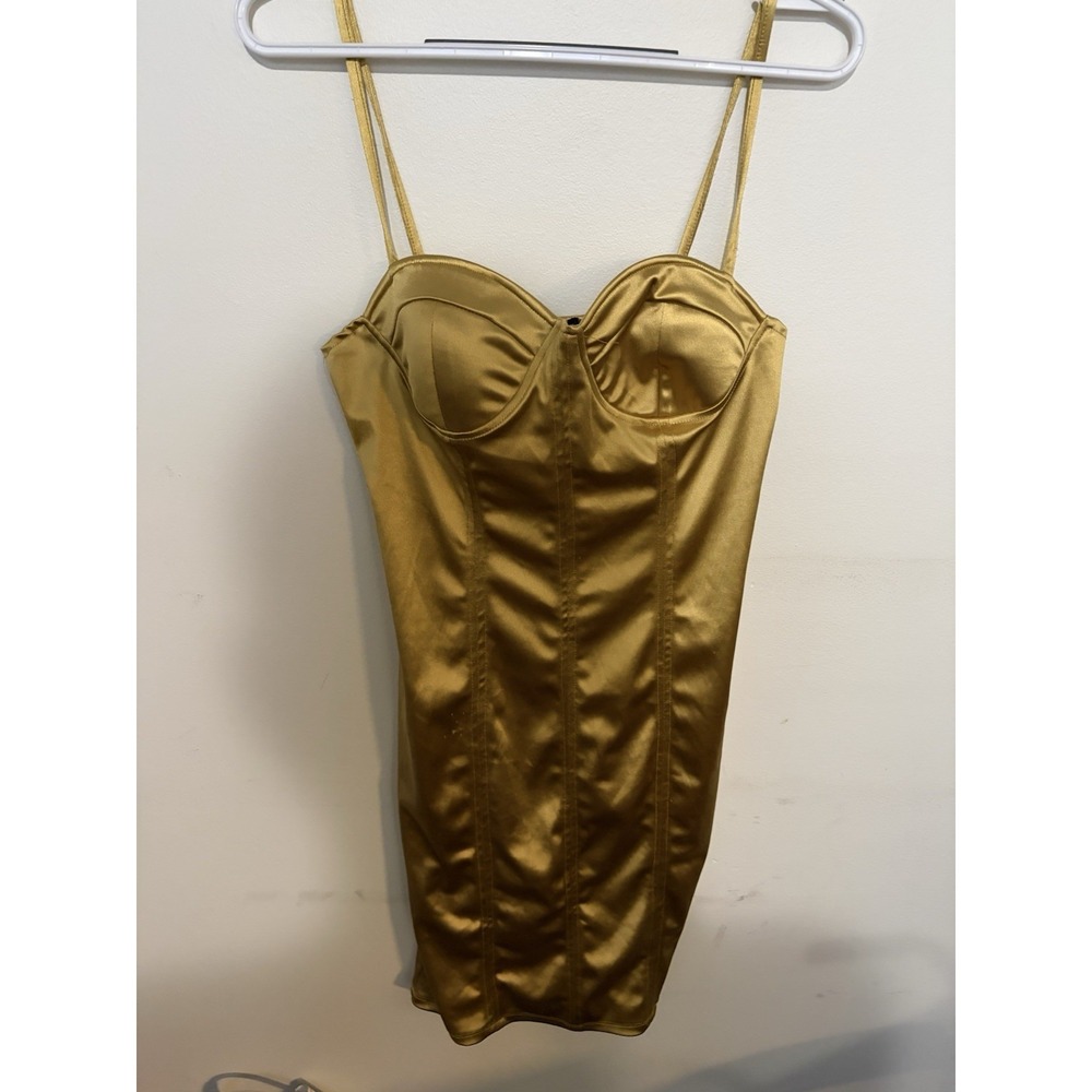 Absolutely Heart It Gold Tank top Mini Dress Xl Y2K Cocktail